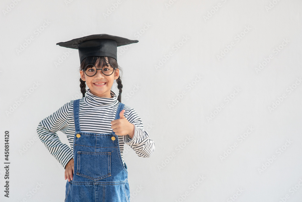 happy little girls with graduation concept happy little girls with graduation concept