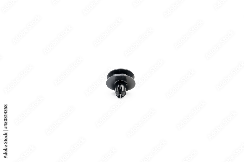 Bumper Retainer Clips in White background for texture and copy space Parts for cars Bumper Retainer Clips in White background for texture and copy space Parts for cars