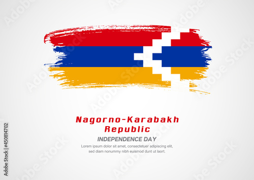 Happy Independence Day of Nagorno-Karabakh Republic. Abstract country flag on hand drawn brush stroke vector patriotic background