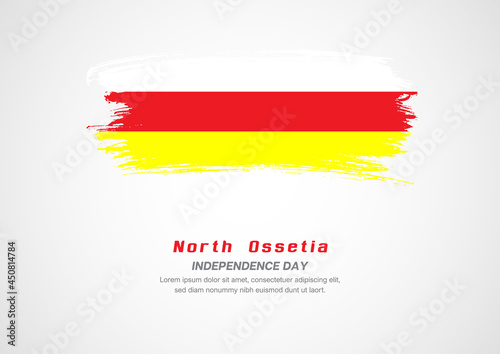 Happy Independence Day of North Ossetia. Abstract country flag on hand drawn brush stroke vector patriotic background