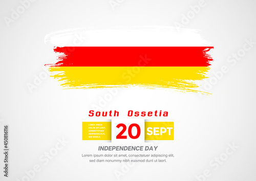 Happy Independence Day of South Ossetia. Abstract country flag on hand drawn brush stroke vector patriotic background