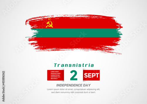 Happy Independence Day of Transnistria. Abstract country flag on hand drawn brush stroke vector patriotic background