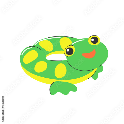 inflatable rubber swimming ring frog. summer water beach toy. stock vector illustration in cartoon flat style on white