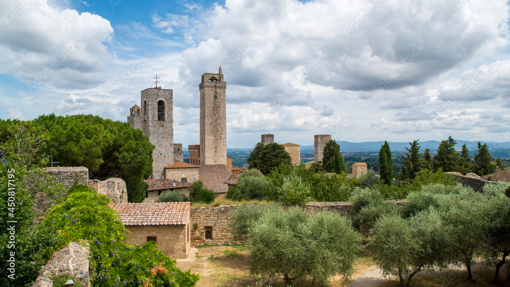 Panoramic view on the towers of San Gimignano, Tuscany, Italy.