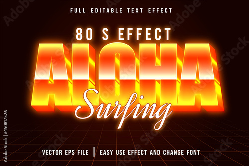 editable text effect aloha surfing retro style