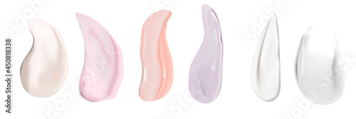 Cream texture stroke isolated on transparent background. Facial creme, foam, gel or body lotion skincare icon. Vector face cream cosmetic product smear swatch.