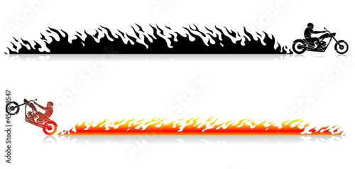 Chopper Hot Motorcycle Ride Banner Set, Speed Flame Trail