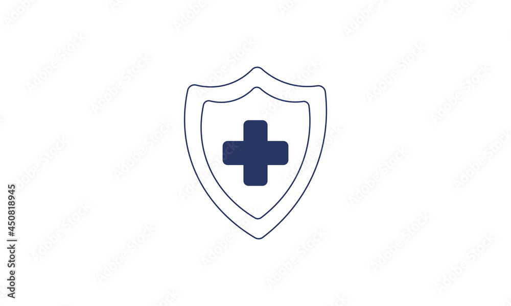 Obraz premium Shield with a medical plus sign. Vaccination concept. Immunization campaign. Vaccine shot. Health care and protection. Vaccine icons. Medical treatment.