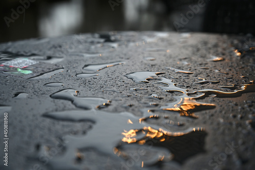 Close up water drops on metal surface can be used for web design