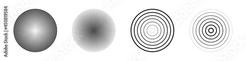 Set of concentric circles isolated on a white background. Concentric circulation.Vector illustration.