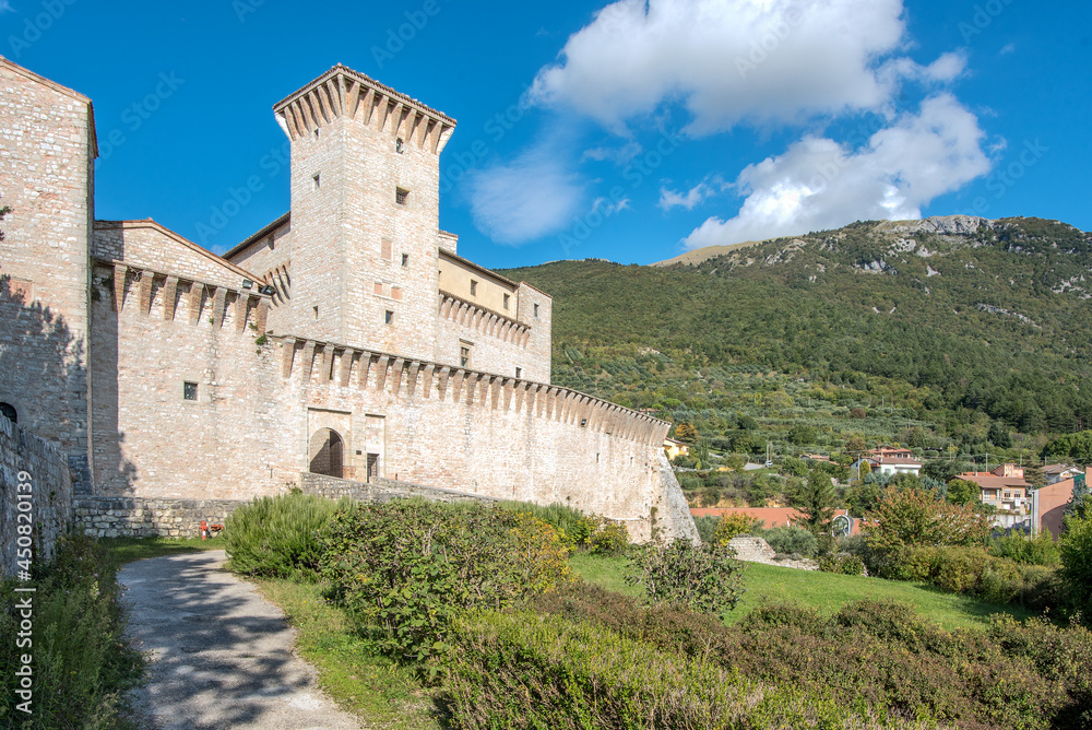 Rocca Flea is a fortified palace and museum in Gualdo Tadino, Umbria, central Italy, October 10, 2020