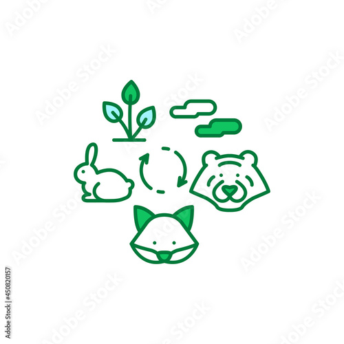 Food chain color line icon. Nature eating model.