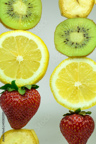 Fruits set on light background