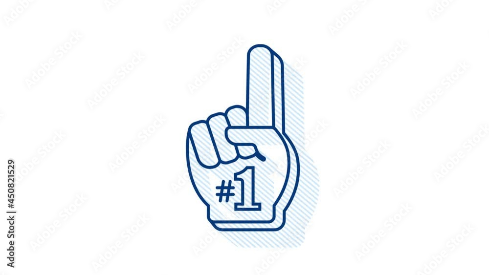 Fan logo hand with finger up. Hand up with number 1. Motion graphics.