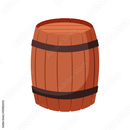 Flat design cartoon barrel illustration. Oktoberfest element