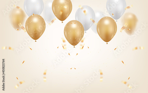 happy birthday background with realistic balloon.