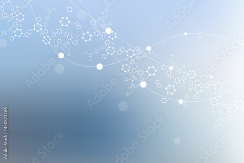 Structure molecule and communication. Dna, atom, neurons. Scientific concept for your design. Connected lines with dots. Medical, technology, chemistry, science background. Vector illustration