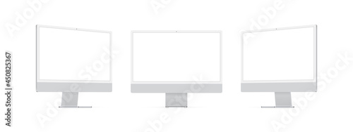 Computer Monitors With Blank Screens Isolated on White Background. Mockup to Showcase Website Design Projects. Vector Illustration
