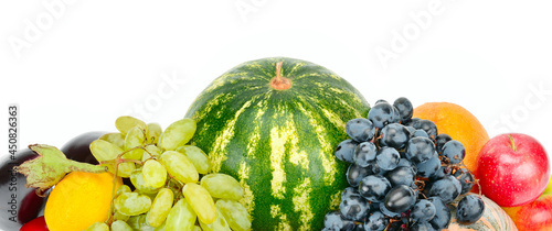 Fototapeta Naklejka Na Ścianę i Meble -  vegetables and fruits isolated on a white background. Wide photo.