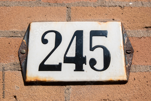 Close Up House Number 245 At Amsterdam The Netherlands 12-8-2021