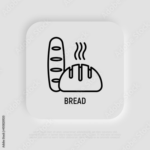 Bread thin line icon. Modern vector illustration of bakery.