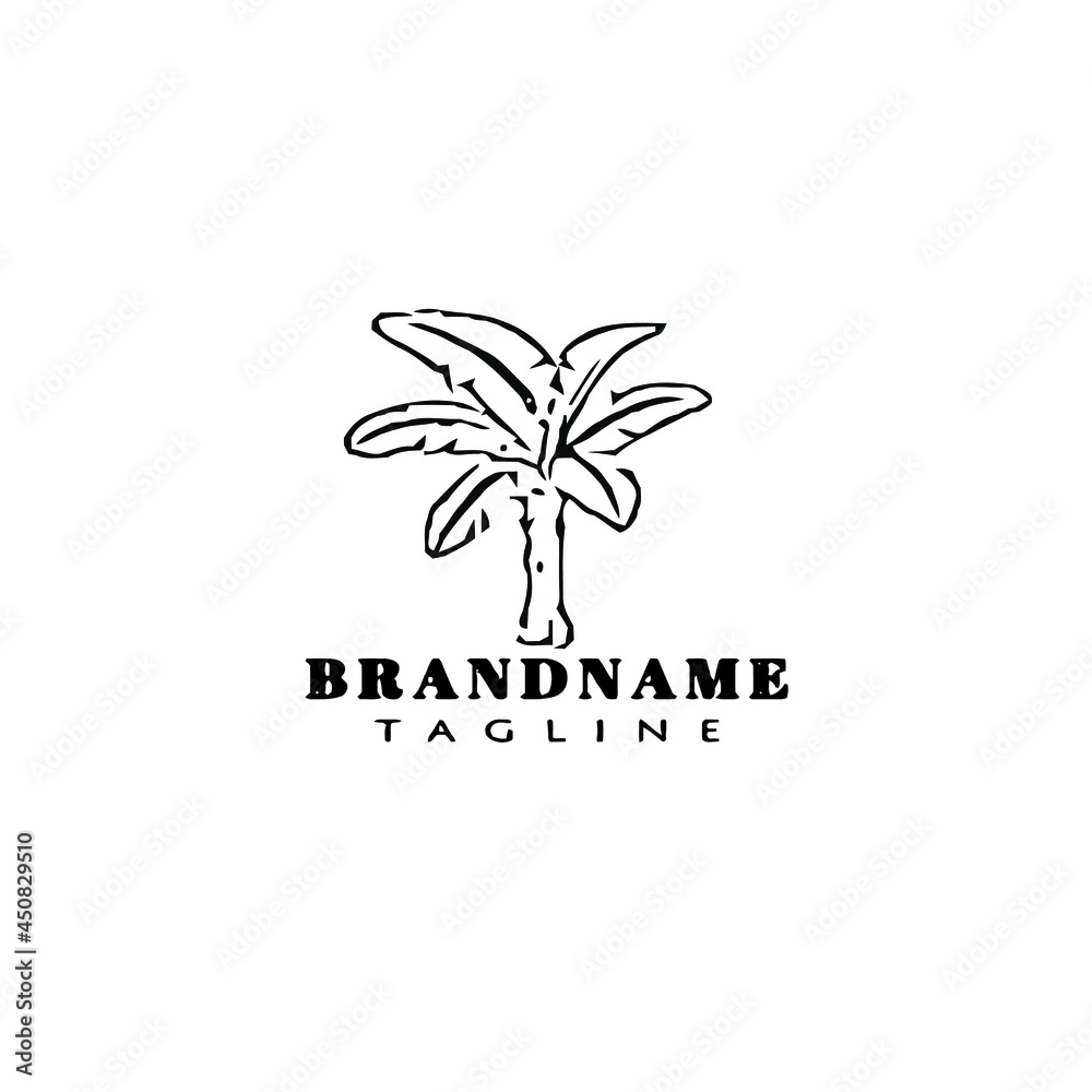 banana tree logo icon cartoon design template black vector