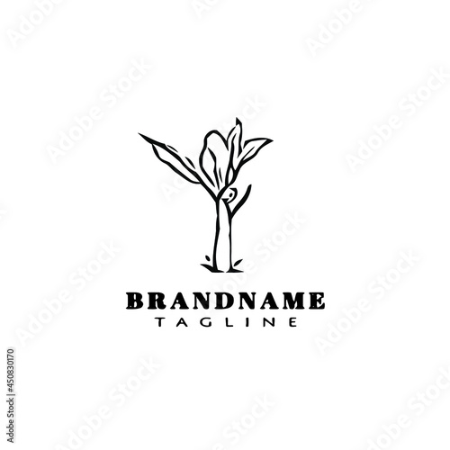 banana tree logo icon cartoon design cute black vector illustration