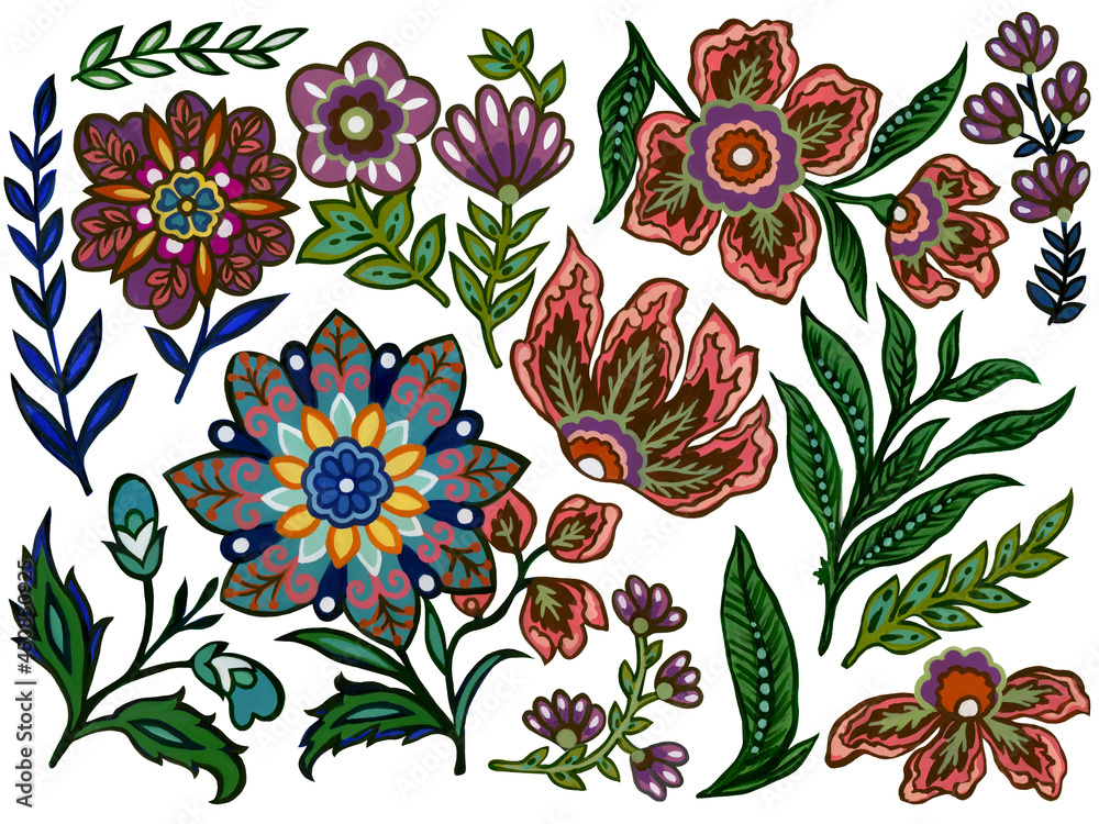 Hand drawn element isolated abstract botanical blooming bouquet foliage leaves elegant Trendy Folk Traditional ethnic style Hand drawn element isolated abstract botanical blooming bouquet foliage leaves elegant Trendy Folk Traditional ethnic style