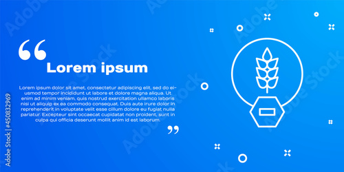 White line Gluten free grain icon isolated on blue background. No wheat sign. Food intolerance symbols. Vector