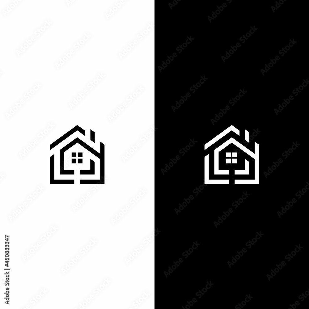 home building logo geometric modern monoline creative unique