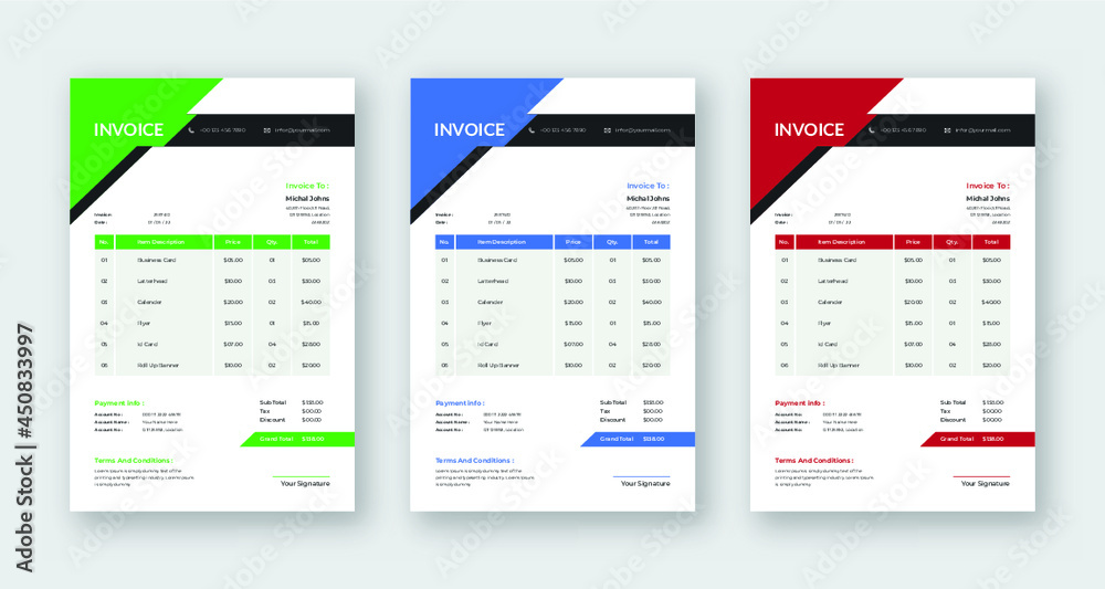 Professional simple modern business invoice template Vector Professional simple modern business invoice template Vector