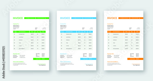 Professional simple modern business invoice template Vector