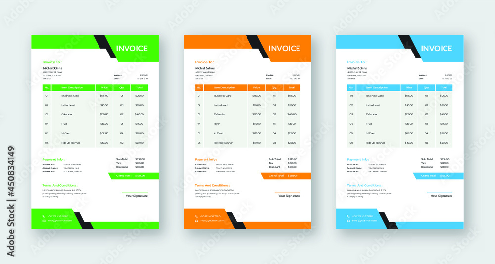 Abstract invoice template design Premium Vector
