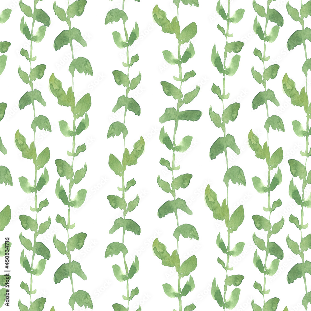 endless pattern with white background and leaves