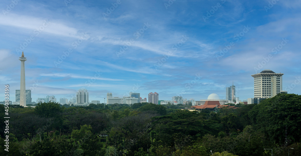 Fototapeta premium Jakarta, Indonesia, Monumen Nasional, Istiqlal, Gambir, Monas