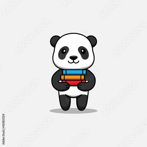 Cute panda carrying some books