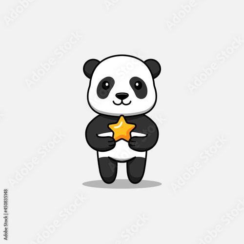 Cute panda carrying a star