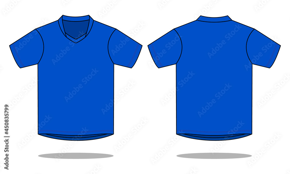 Blank Blue Soccer Shirt Template Vector on White Background.Front and Back View. Blank Blue Soccer Shirt Template Vector on White Background.Front and Back View.