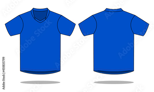 Blank Blue Soccer Shirt Template Vector on White Background.Front and Back View.