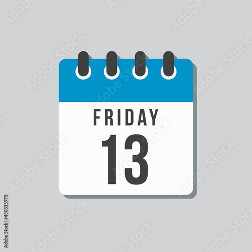 Vector icon day page calendar, date Friday 13