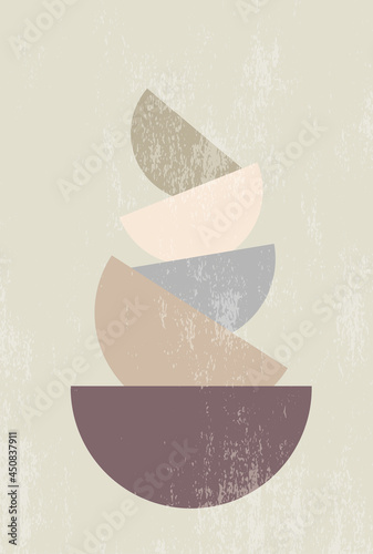 Minimal geometric design poster, vector template with primitive shapes elements. Scandi style
