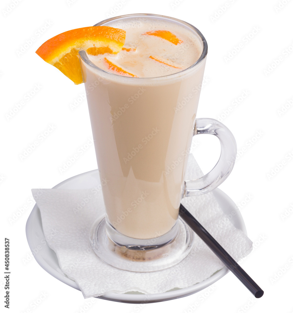 Coffee with orange and straw Coffee with orange and straw