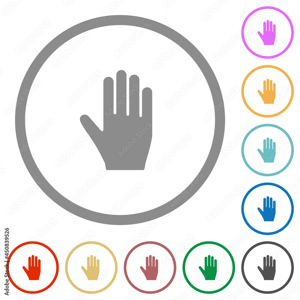 Right hand flat icons with outlines Right hand flat icons with outlines