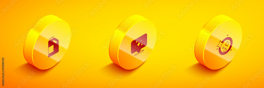 Set Isometric Bottle for cleaning agent, Home service and Washing dishes icon. Vector Set Isometric Bottle for cleaning agent, Home service and Washing dishes icon. Vector