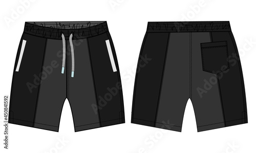 Boys Sweat Shorts vector fashion flat sketch template. For Young Men Technical Drawing Fashion art Illustration.