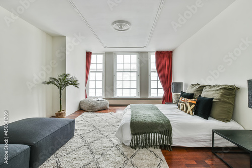 Photography Beautiful interior design of modern and cozy bedroom