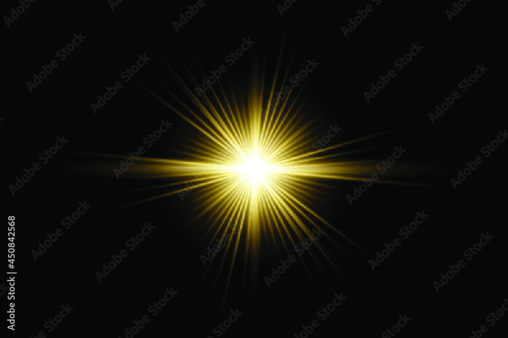 Yellow  transparent background lens flares pack 