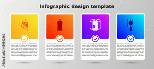 Set Car painting, Paint spray can, and Spray nozzle cap. Business infographic template. Vector
