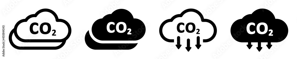 Set of co2 emissions cloud icons. Carbon dioxide, smog pollution concept, smoke pollutant damage. Carbon dioxide emissions signs. Gas reduction business concept. Vector. Set of co2 emissions cloud icons. Carbon dioxide, smog pollution concept, smoke pollutant damage. Carbon dioxide emissions signs. Gas reduction business concept. Vector.