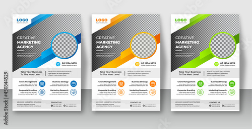 Corporate business flyer template design set with blue, green. orange gradient shape Flyer  Abstract
Colorful concepts, marketing, business proposal, promotion, advertise, publication, cover page,